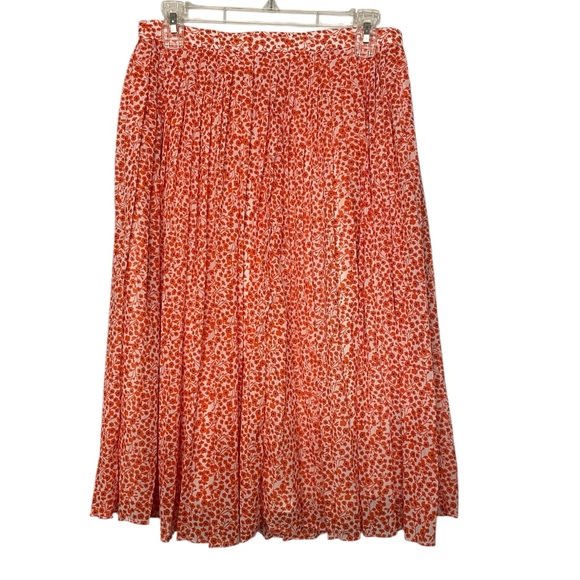 J. Crew Factory Coral Floral Pleated MIDI Skirt Size 4 Romantic Chic Feminine - Picture 1 of 9